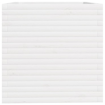 vidaXL Ζαρντινιέρα Κήπου Λευκή 70x70x72,5 εκ. από Μασίφ Ξύλο Πεύκου