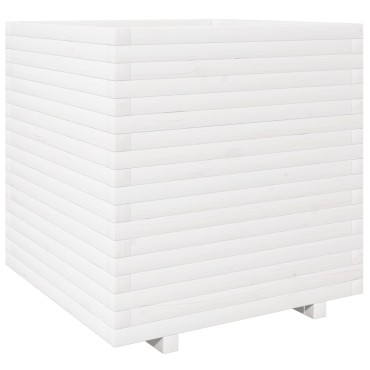 vidaXL Ζαρντινιέρα Κήπου Λευκή 70x70x72,5 εκ. από Μασίφ Ξύλο Πεύκου