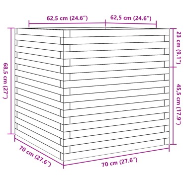 vidaXL Ζαρντινιέρα Κήπου 70x70x68,5 εκ. από Μασίφ Ξύλο Ψευδοτσούγκας