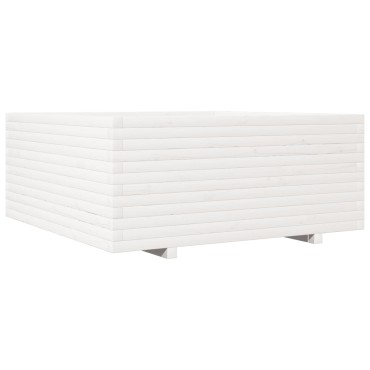 vidaXL Ζαρντινιέρα Κήπου Λευκή 110x110x49,5 εκ. από Μασίφ Ξύλο Πεύκου