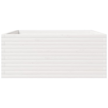 vidaXL Ζαρντινιέρα Κήπου Λευκή 110x110x49,5 εκ. από Μασίφ Ξύλο Πεύκου