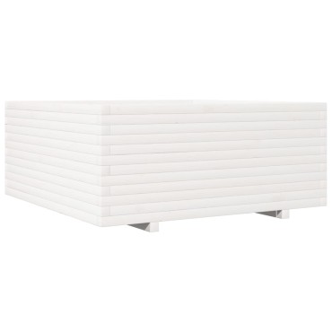 vidaXL Ζαρντινιέρα Κήπου Λευκή 110x110x49,5 εκ. από Μασίφ Ξύλο Πεύκου