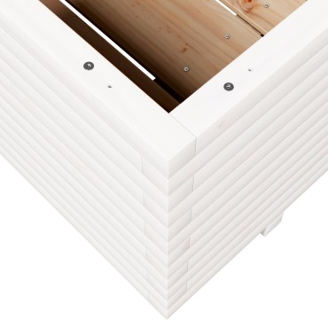 vidaXL Ζαρντινιέρα Κήπου Λευκή 110x110x49,5 εκ. από Μασίφ Ξύλο Πεύκου