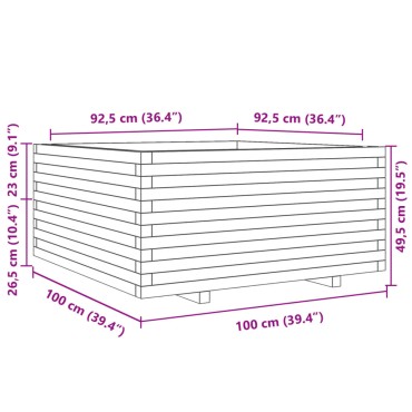 vidaXL Ζαρντινιέρα Κήπου 100x100x49,5 εκ από Μασίφ Ξύλο Πεύκου