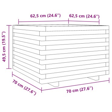 vidaXL Ζαρντινιέρα Καφέ Κεριού 70x70x49,5 εκ. από Μασίφ Ξύλο Πεύκου