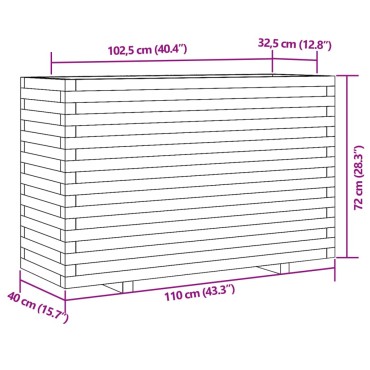vidaXL Ζαρντινιέρα Καφέ Κεριού 110x40x72 εκ. από Μασίφ Ξύλο Πεύκου