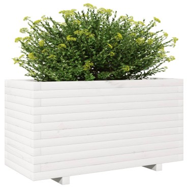 vidaXL Ζαρντινιέρα Κήπου Λευκή 90x40x49,5 εκ. από Μασίφ Ξύλο Πεύκου