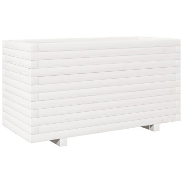 vidaXL Ζαρντινιέρα Κήπου Λευκή 90x40x49,5 εκ. από Μασίφ Ξύλο Πεύκου