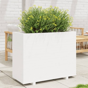 vidaXL Ζαρντινιέρα Κήπου Λευκή 90x40x72,5 εκ. από Μασίφ Ξύλο Πεύκου