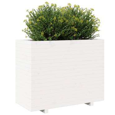 vidaXL Ζαρντινιέρα Κήπου Λευκή 90x40x72,5 εκ. από Μασίφ Ξύλο Πεύκου