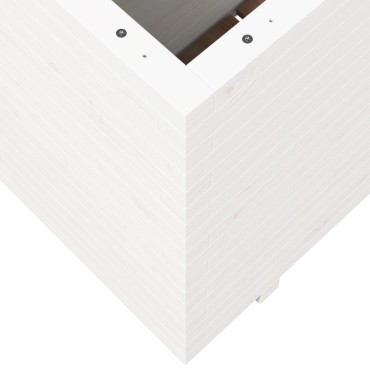vidaXL Ζαρντινιέρα Κήπου Λευκή 90x40x72,5 εκ. από Μασίφ Ξύλο Πεύκου