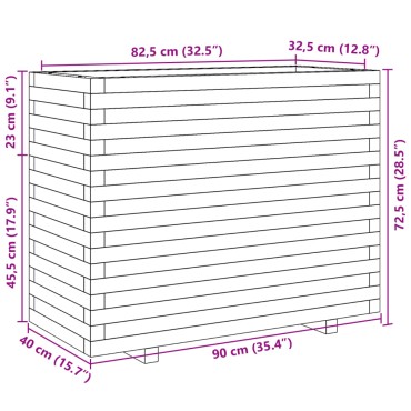 vidaXL Ζαρντινιέρα Κήπου Λευκή 90x40x72,5 εκ. από Μασίφ Ξύλο Πεύκου