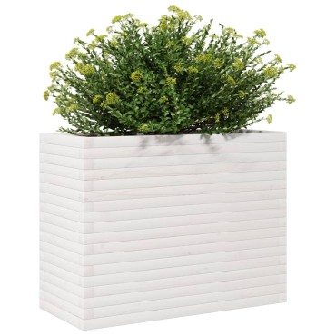 vidaXL Ζαρντινιέρα Κήπου Λευκή 90x40x68,5 εκ. από Μασίφ Ξύλο Πεύκου
