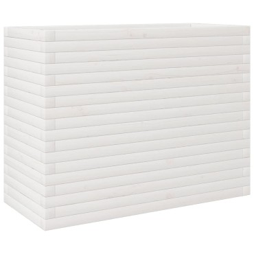 vidaXL Ζαρντινιέρα Κήπου Λευκή 90x40x68,5 εκ. από Μασίφ Ξύλο Πεύκου