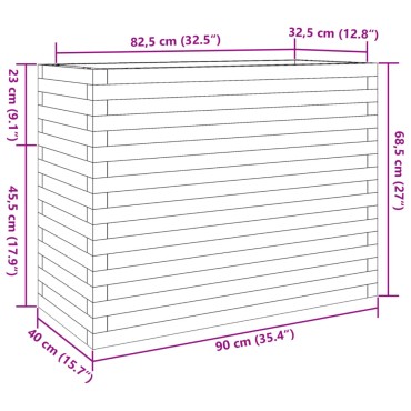vidaXL Ζαρντινιέρα Κήπου Λευκή 90x40x68,5 εκ. από Μασίφ Ξύλο Πεύκου