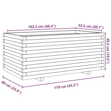 vidaXL Ζαρντινιέρα Κήπου 110x60x49,5 εκ από Μασίφ Ξύλο Πεύκου