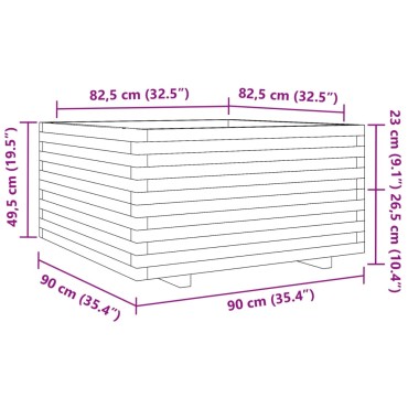 vidaXL Ζαρντινιέρα Καφέ Κεριού 90x90x49,5 εκ. από Μασίφ Ξύλο Πεύκου