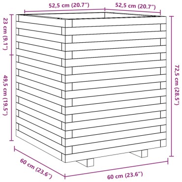vidaXL Ζαρντινιέρα Καφέ Κεριού 60x60x72,5 εκ. από Μασίφ Ξύλο Πεύκου