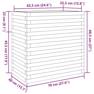 vidaXL Ζαρντινιέρα Καφέ Κεριού 70x40x68,5 εκ. από Μασίφ Ξύλο Πεύκου