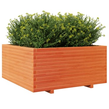 vidaXL Ζαρντινιέρα Καφέ Κεριού 100x100x49,5 εκ. από Μασίφ Ξύλο Πεύκου