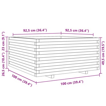 vidaXL Ζαρντινιέρα Καφέ Κεριού 100x100x49,5 εκ. από Μασίφ Ξύλο Πεύκου