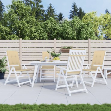 vidaXL Μαξιλάρια Καρέκλας με Πλάτη 4 τεμ. Μπεζ 120x50x7cm Ύφασμα
