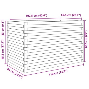 vidaXL Ζαρντινιέρα Κήπου 110x60x68,5 εκ από Μασίφ Ξύλο Πεύκου