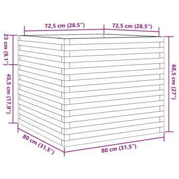 vidaXL Ζαρντινιέρα Καφέ Κεριού 80x80x68,5 εκ. από Μασίφ Ξύλο Πεύκου
