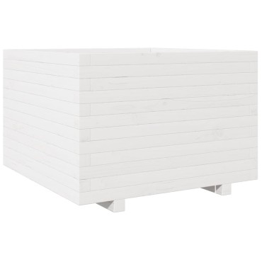 vidaXL Ζαρντινιέρα Κήπου Λευκή 70x70x49,5 εκ. από Μασίφ Ξύλο Πεύκου