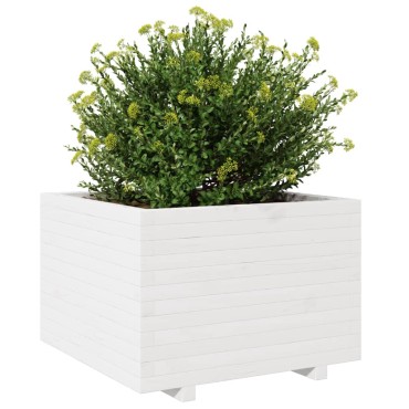 vidaXL Ζαρντινιέρα Κήπου Λευκή 70x70x49,5 εκ. από Μασίφ Ξύλο Πεύκου