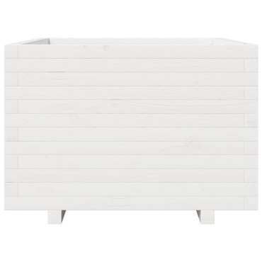 vidaXL Ζαρντινιέρα Κήπου Λευκή 70x70x49,5 εκ. από Μασίφ Ξύλο Πεύκου