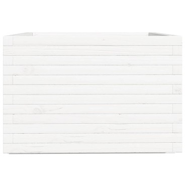 vidaXL Ζαρντινιέρα Κήπου Λευκή 70x70x49,5 εκ. από Μασίφ Ξύλο Πεύκου