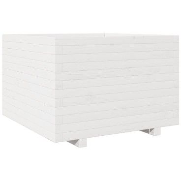 vidaXL Ζαρντινιέρα Κήπου Λευκή 70x70x49,5 εκ. από Μασίφ Ξύλο Πεύκου