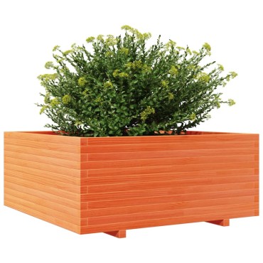 vidaXL Ζαρντινιέρα Καφέ Κεριού 110x110x49,5 εκ. από Μασίφ Ξύλο Πεύκου