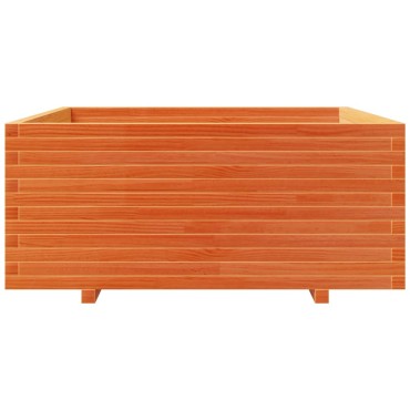 vidaXL Ζαρντινιέρα Καφέ Κεριού 110x110x49,5 εκ. από Μασίφ Ξύλο Πεύκου