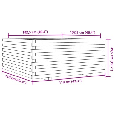 vidaXL Ζαρντινιέρα Κήπου 110x110x49,5 εκ από Μασίφ Ξύλο Πεύκου