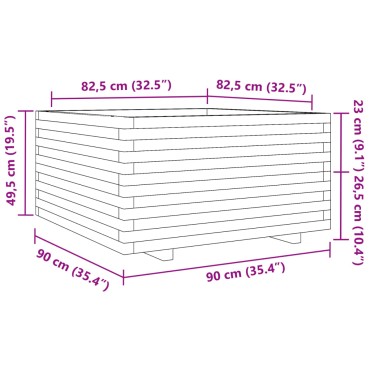 vidaXL Ζαρντινιέρα Κήπου 90x90x49,5 εκ. από Εμποτισμένο Ξύλο Πεύκου