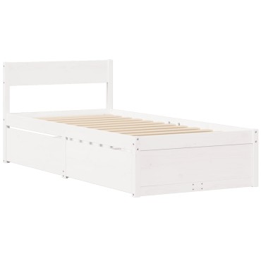 vidaXL Σκελετός Κρεβ. Χωρίς Στρώμα Λευκό 90x200cm Μασίφ Πεύκο 1 τεμ. - Μονό