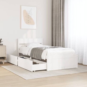 vidaXL Σκελετός Κρεβ. Χωρίς Στρώμα Λευκό 90x200cm Μασίφ Πεύκο 1 τεμ. - Μονό