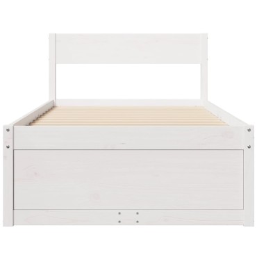 vidaXL Σκελετός Κρεβ. Χωρίς Στρώμα Λευκό 90x200cm Μασίφ Πεύκο 1 τεμ. - Μονό
