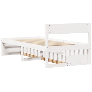 vidaXL Σκελετός Κρεβ. Χωρίς Στρώμα Λευκό 90x200cm Μασίφ Πεύκο 1 τεμ. - Μονό