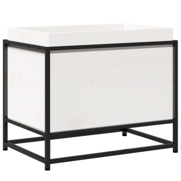 vidaXL Ζαρντινιέρα Λευκή. 60x40x50 εκ από Μασίφ Ξύλο Πεύκου