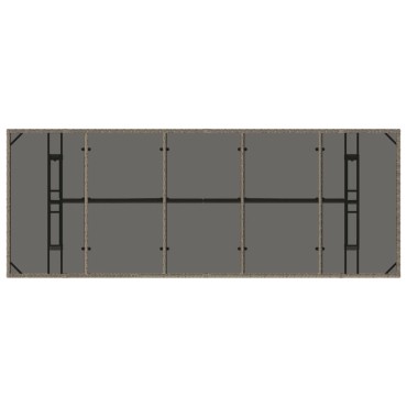 vidaXL Τραπέζι Κήπου με Γυάλινη Επιφάνεια Γκρι 240x90x75cm Συνθ Ρατάν 1 τεμ.
