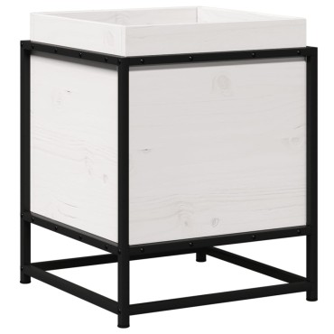 vidaXL Ζαρντινιέρα Λευκή. 40x40x50 εκ από Μασίφ Ξύλο Πεύκου