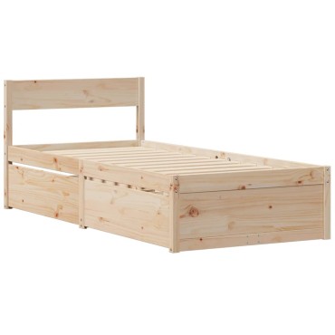 vidaXL Σκελετός Κρεβατιού Χωρίς Στρώμα 90x200cm Μασίφ Ξύλο Πεύκου 1 τεμ. - Μονό