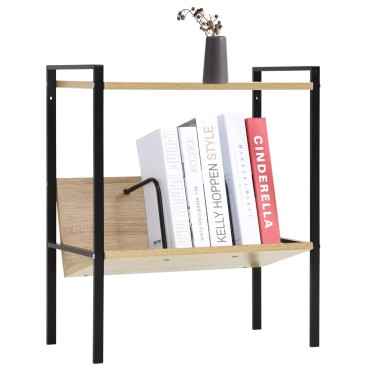 vidaXL Βιβλιοθήκη 2 Επιπέδων Μαύρο/Δρυς 52x28x59cm Επεξεργασμένο Ξύλο 1 τεμ.