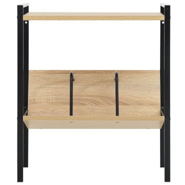vidaXL Βιβλιοθήκη 2 Επιπέδων Μαύρο/Δρυς 52x28x59cm Επεξεργασμένο Ξύλο 1 τεμ.