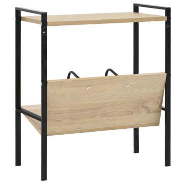 vidaXL Βιβλιοθήκη 2 Επιπέδων Μαύρο/Δρυς 52x28x59cm Επεξεργασμένο Ξύλο 1 τεμ.