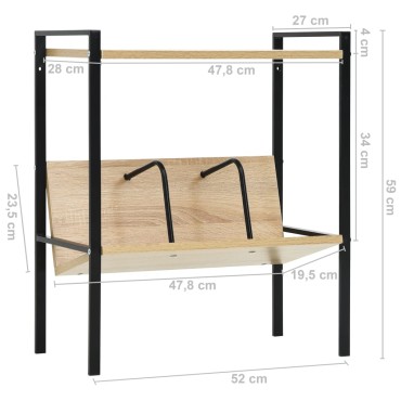 vidaXL Βιβλιοθήκη 2 Επιπέδων Μαύρο/Δρυς 52x28x59cm Επεξεργασμένο Ξύλο 1 τεμ.