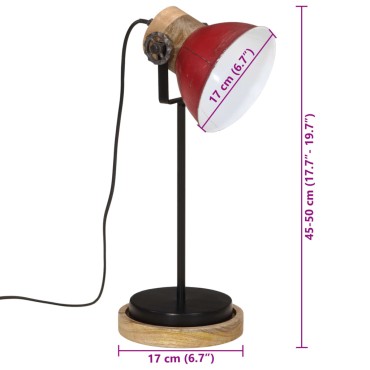 vidaXL Φωτιστικό Γραφείου 25 W Αντικέ Κόκκινο 17x17x50 εκ. Ε27